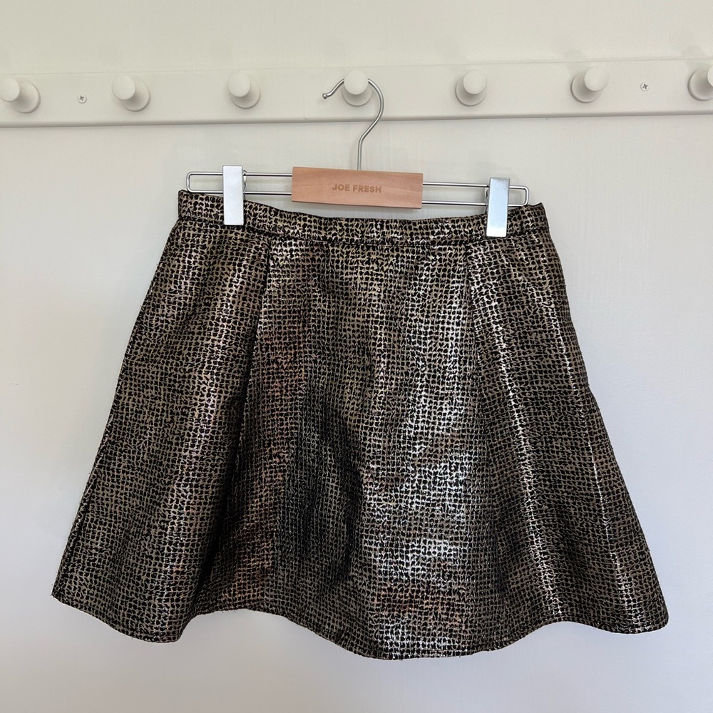 Metallic Gold and Black Mini A-line Skirt